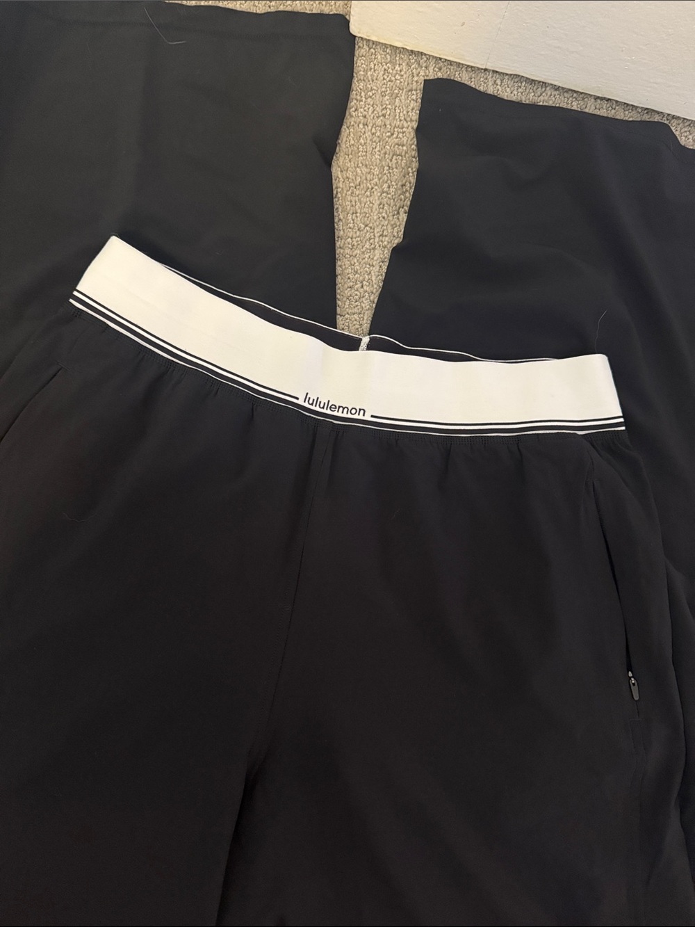 lululemon athletica Black Athletic Shorts with White Waistband